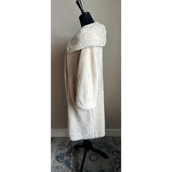 VINTAGE 1950's/1960's Cream Faux Fur Fully Lined Convertible Collar Coat Size M - Picture 6 of 7